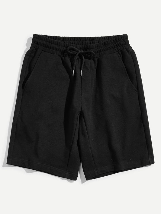 Black Unicolor Shorts
